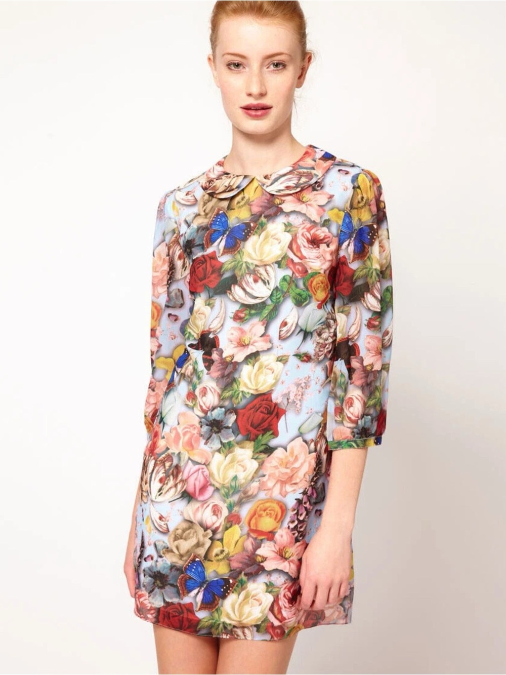 TED BAKER Vintage Yestar Fairytail Floral Collared Mini Dress XXS